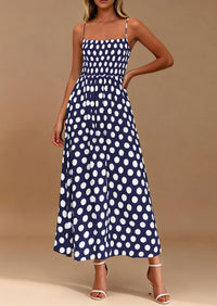 PRETTYGARDEN Womens Summer Dresses Spring Sleeveless Spaghetti Straps Casual Midi Dress Polka Dot Smocked Beach Sundress PRETTYGARDEN