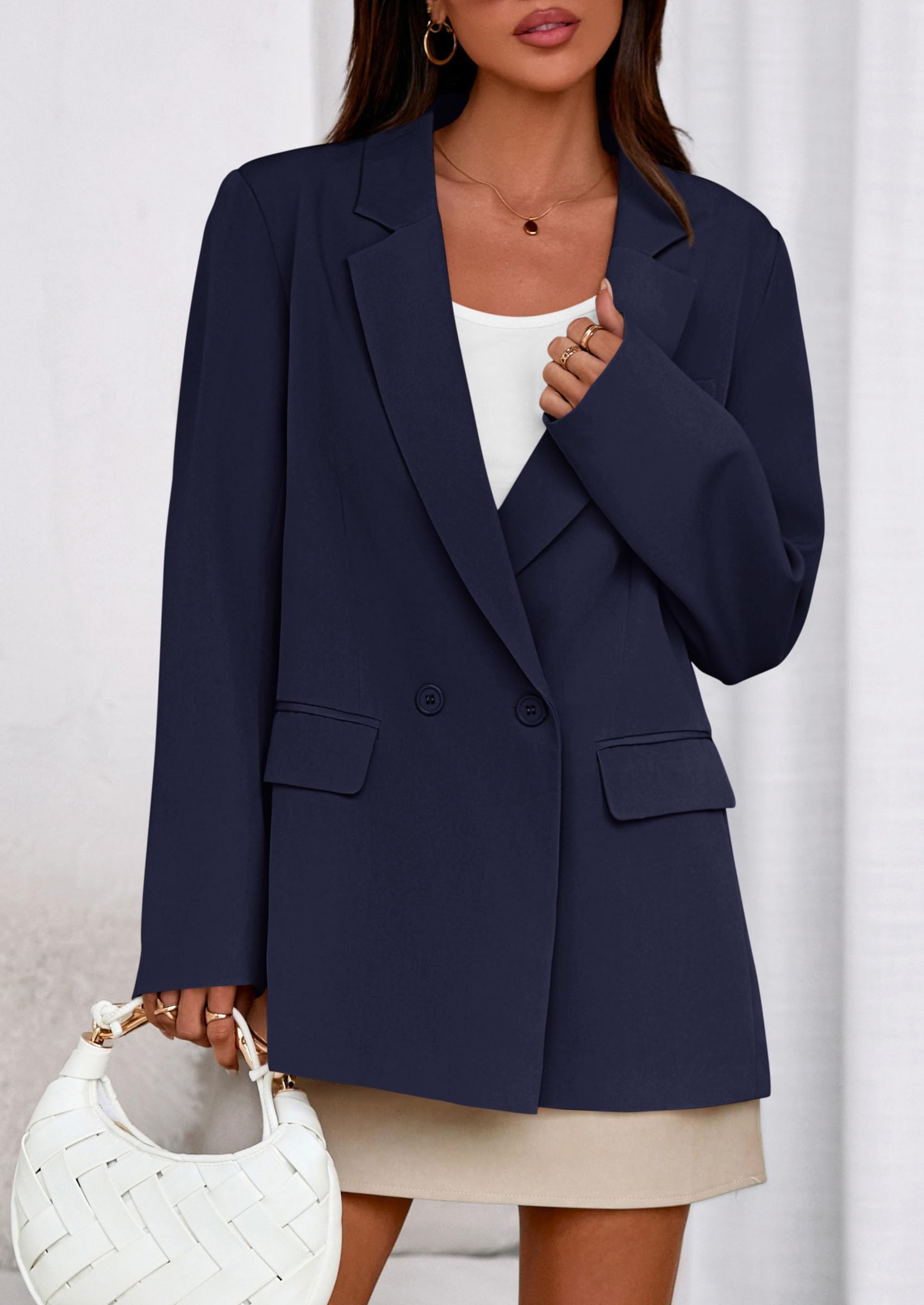 PRETTYGARDEN Fall Blazers for Women Business Casual Long Sleeve Lapel Pockets Dressy Suit Jackets Work Office Clothes PRETTYGARDEN