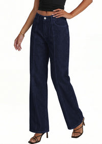 PRETTYGARDEN Women's Wide Leg Jeans High Waisted Stretchy Baggy Seamed Front Denim Palazzo Pants Summer Fashion Clothes