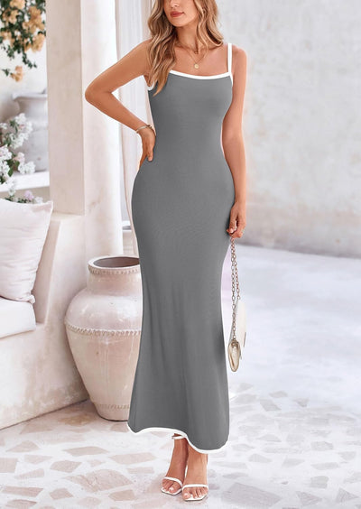 PRETTYGARDEN Spring Dresses for Women Summer Resort Wear Sexy Bodycon Sundress Spaghetti Strap Vacation Maxi Dress