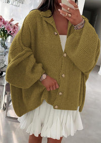 PRETTYGARDEN Women's Winter Button Down Cardigan Sweaters Mock Neck Lantern Long Sleeve Chunky Knit Jacket Trendy Outerwear