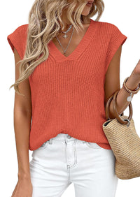 PRETTYGARDEN Women's Lightweight Sweaters Vest Spring Trendy Cap Sleeve V Neck Knit Tank Tops Summer Going Out Outfits PRETTYGARDEN