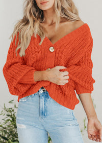 PRETTYGARDEN Women's Chunky Knit Open Front Sweater Long Sleeve Button Loose Short Cardigan Outerwear Coats