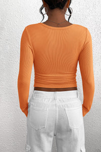 PRETTYGARDEN Women's Spring Fall Long Sleeve Henley T Shirts Button Ribbed Knit Slim Fit Casual Basic Tops Blouse