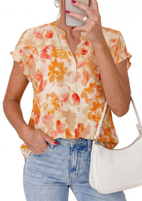 PRETTYGARDEN Womens Floral Print Short Sleeve Summer Tops Trendy V Neck Loose Boho Shirts Casual Work Blouses PRETTYGARDEN