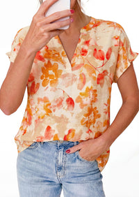 PRETTYGARDEN Womens Floral Print Short Sleeve Summer Tops Trendy V Neck Loose Boho Shirts Casual Work Blouses PRETTYGARDEN