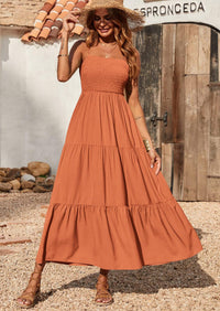 PRETTYGARDEN Women's Summer Maxi Dress Casual Boho Sleeveless Spaghetti Strap Smocked Tiered Long Beach Sundresses PRETTYGARDEN