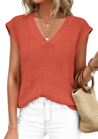 PRETTYGARDEN Women's Lightweight Sweaters Vest Spring Trendy Cap Sleeve V Neck Knit Tank Tops Summer Going Out Outfits PRETTYGARDEN