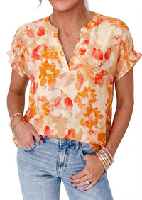 PRETTYGARDEN Womens Floral Print Short Sleeve Summer Tops Trendy V Neck Loose Boho Shirts Casual Work Blouses PRETTYGARDEN