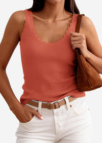 PRETTYGARDEN Womens Summer Sleeveless Tank Tops V Neck Ruffle Lightweight Ribbed Knit Shirt Casual Going Out Top PRETTYGARDEN