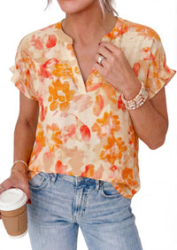 PRETTYGARDEN Womens Floral Print Short Sleeve Summer Tops Trendy V Neck Loose Boho Shirts Casual Work Blouses PRETTYGARDEN