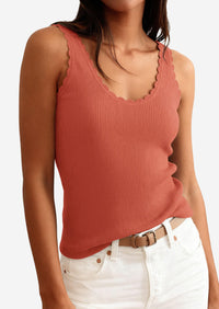 PRETTYGARDEN Womens Summer Sleeveless Tank Tops V Neck Ruffle Lightweight Ribbed Knit Shirt Casual Going Out Top PRETTYGARDEN