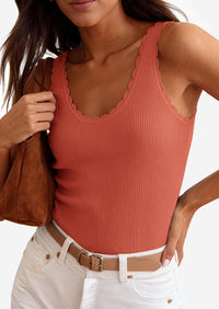 PRETTYGARDEN Womens Summer Sleeveless Tank Tops V Neck Ruffle Lightweight Ribbed Knit Shirt Casual Going Out Top PRETTYGARDEN