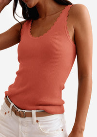 PRETTYGARDEN Womens Summer Sleeveless Tank Tops V Neck Ruffle Lightweight Ribbed Knit Shirt Casual Going Out Top PRETTYGARDEN