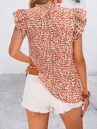 PRETTYGARDEN Women's Ruffle Short Sleeve Summer Tops Trendy Floral Trim Neck Casual Dressy Chiffon Boho Blouses Shirts PRETTYGARDEN