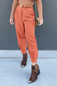 Summer High Waisted Ankle Length Trouser Slacks With Pockets