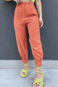 Summer High Waisted Ankle Length Trouser Slacks With Pockets