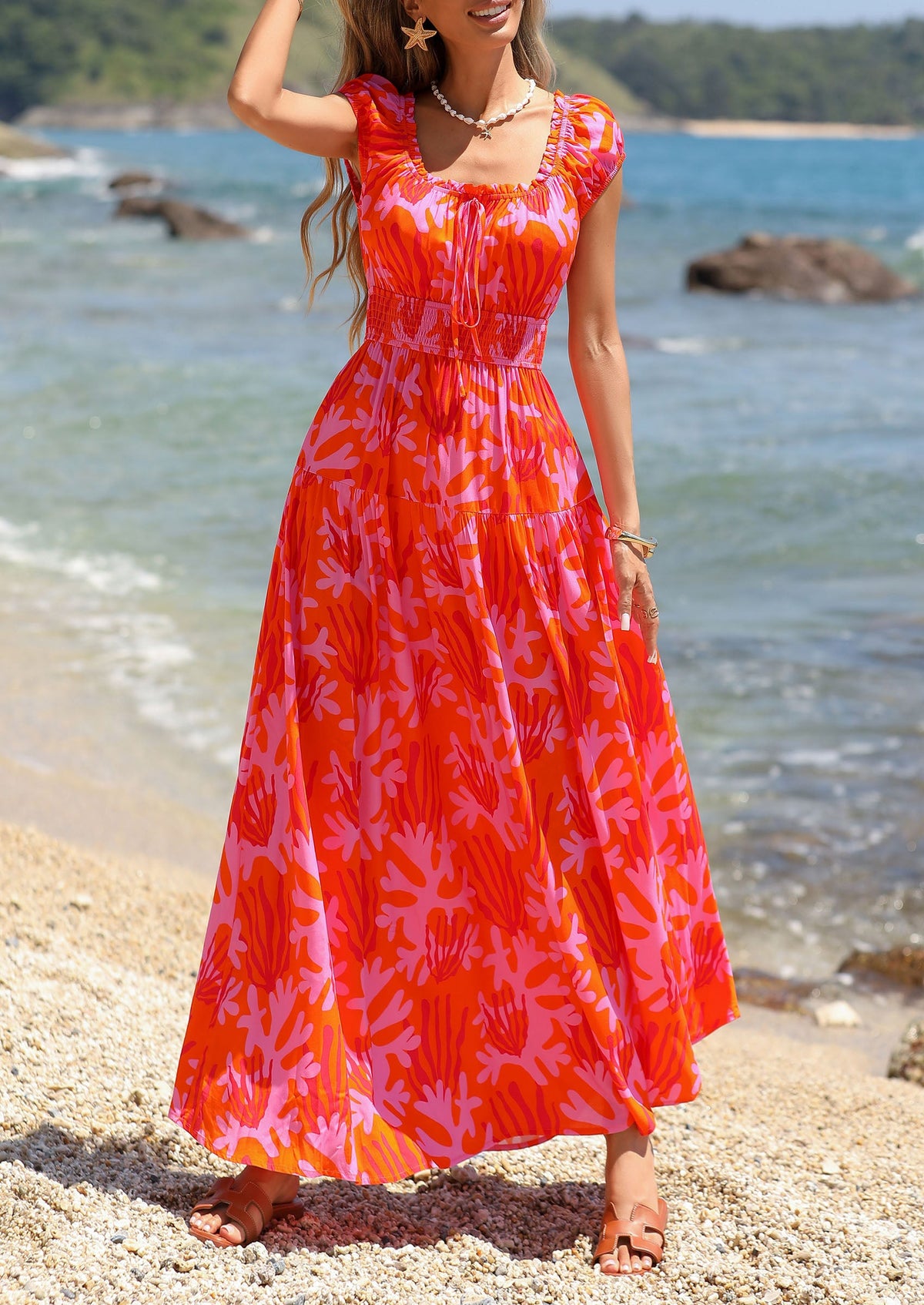 PRETTYGARDEN Women's Boho Maxi Dress 2026 Summer Cap Sleeve Long Flowy Beach Vacation Floral Sundresses Spring Resort Wear PRETTYGARDEN