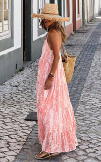 PRETTYGARDEN Women Summer Dresses Spaghetti Strap Scoop Neck Floral Maxi Dress Flowy Boho Long Sundress with Pockets