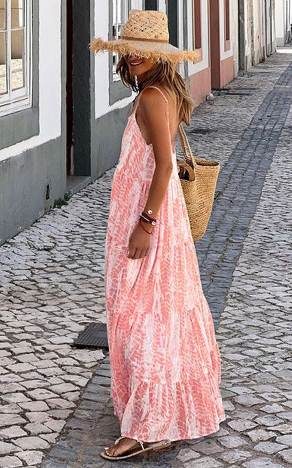 PRETTYGARDEN Women Summer Dresses Spaghetti Strap Scoop Neck Floral Maxi Dress Flowy Boho Long Sundress with Pockets
