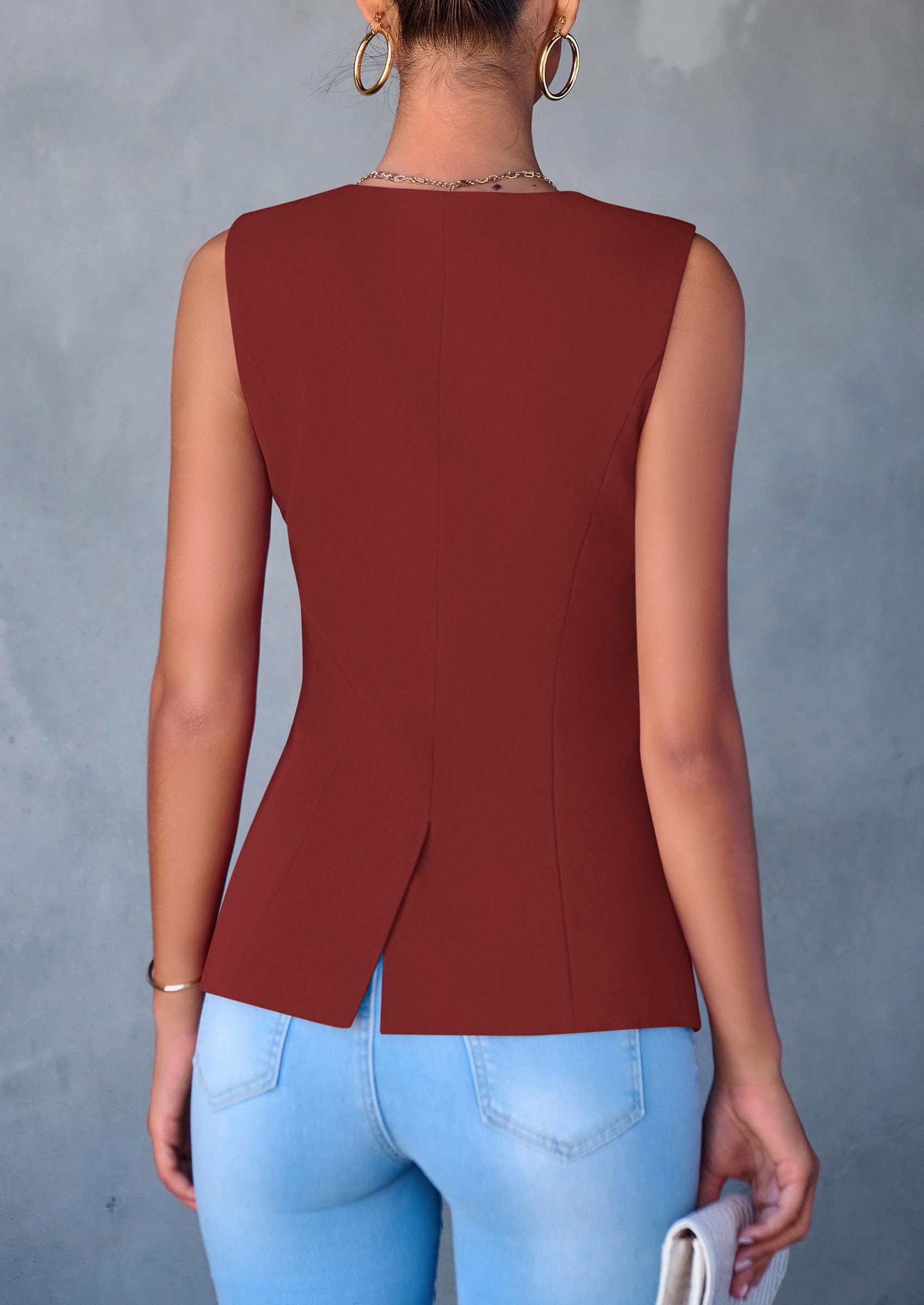 PRETTYGARDEN Women's Suit Vest Tops Summer Dressy Casual Business Button Sleeveless Trendy Fashion Blazer Waistcoat