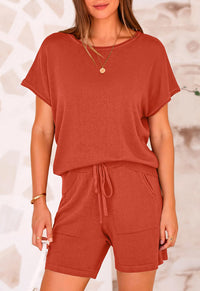 PRETTYGARDEN Two Piece Set for Women Summer Lounge Sets Shorts And Short Sleeve Tops Knitted Matching Travel Spring Outfits PRETTYGARDEN