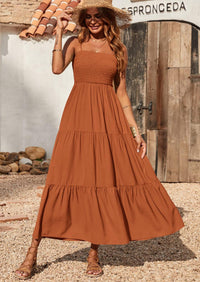 PRETTYGARDEN Women's Summer Maxi Dress Casual Boho Sleeveless Spaghetti Strap Smocked Tiered Long Beach Sundresses PRETTYGARDEN