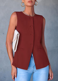 Women's Summer Suit Vest Tops 2025 Dressy Business Casual Sleeveless Button Down Trendy Fashion Blazer Waistcoat