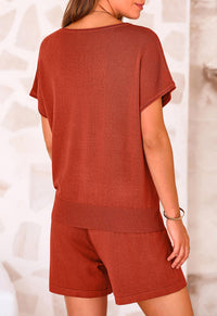 PRETTYGARDEN Two Piece Set for Women Summer Lounge Sets Shorts And Short Sleeve Tops Knitted Matching Travel Spring Outfits PRETTYGARDEN