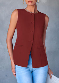 Women's Summer Suit Vest Tops 2025 Dressy Business Casual Sleeveless Button Down Trendy Fashion Blazer Waistcoat