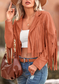 PRETTYGARDEN Women's Fringe Faux Suede Leather Jackets Fashion Tassel Motorcycle Cropped Coats