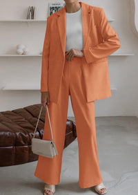 PRETTYGARDEN Women's Fall Two Piece Outfits Dressy Blazer Jacket and Wide Leg Pants Pockets Business Casual Office Suit Sets