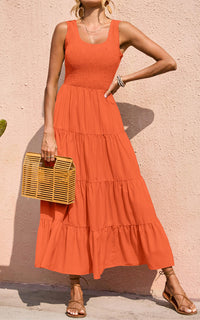 PRETTYGARDEN Women's 2026 Casual Loose Plain Maxi Sundress Smocked Tank Dress Sleeveless Summer Beach Tiered Long Dresses