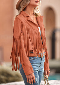 PRETTYGARDEN Women's Fringe Faux Suede Leather Jackets Fashion Tassel Motorcycle Cropped Coats
