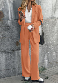 PRETTYGARDEN Women's Fall Two Piece Outfits Dressy Blazer Jacket and Wide Leg Pants Pockets Business Casual Office Suit Sets