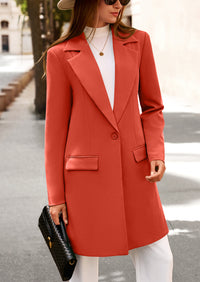 PRETTYGARDEN Women's Spring Fall Long Blazer Jackets Long Sleeve Lapel Pockets Loose Fit Work Casual Blazers Outerwear