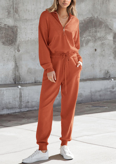 PRETTYGARDEN Women's 2 Piece Sweater Set Pullover Zip Up Sweatshirt Jogger Sweatpants Tracksuit Casual Outfit