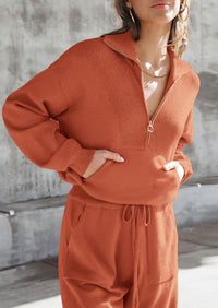 PRETTYGARDEN Women's 2 Piece Sweater Set Pullover Zip Up Sweatshirt Jogger Sweatpants Tracksuit Casual Outfit