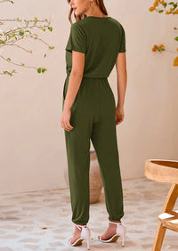 PRETTYGARDEN Jumpsuits for Women Dressy Summer Casual Short Sleeve Romper Spring Airport Beach Vacation Travel Outfits PRETTYGARDEN