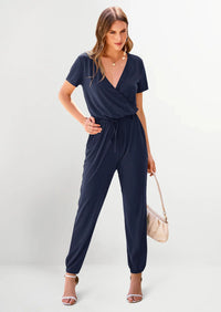 PRETTYGARDEN Jumpsuits for Women Dressy Summer Casual Short Sleeve Romper Spring Airport Beach Vacation Travel Outfits PRETTYGARDEN