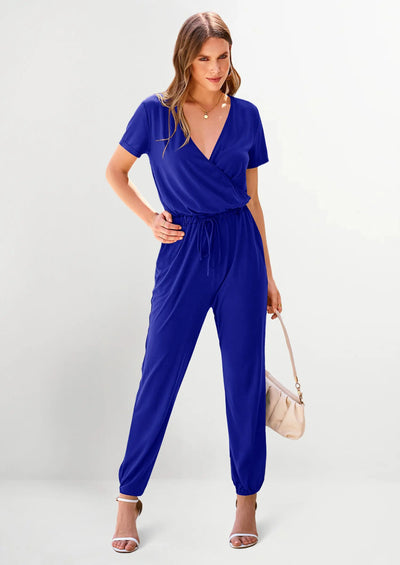 PRETTYGARDEN Jumpsuits for Women Dressy Summer Casual Short Sleeve Romper Spring Airport Beach Vacation Travel Outfits PRETTYGARDEN