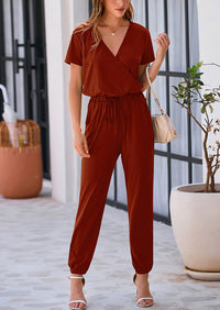 PRETTYGARDEN Jumpsuits for Women Dressy Summer Casual Short Sleeve Romper Spring Airport Beach Vacation Travel Outfits PRETTYGARDEN