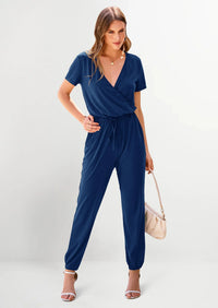 PRETTYGARDEN Jumpsuits for Women Dressy Summer Casual Short Sleeve Romper Spring Airport Beach Vacation Travel Outfits PRETTYGARDEN