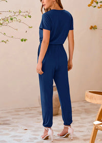 PRETTYGARDEN Jumpsuits for Women Dressy Summer Casual Short Sleeve Romper Spring Airport Beach Vacation Travel Outfits PRETTYGARDEN