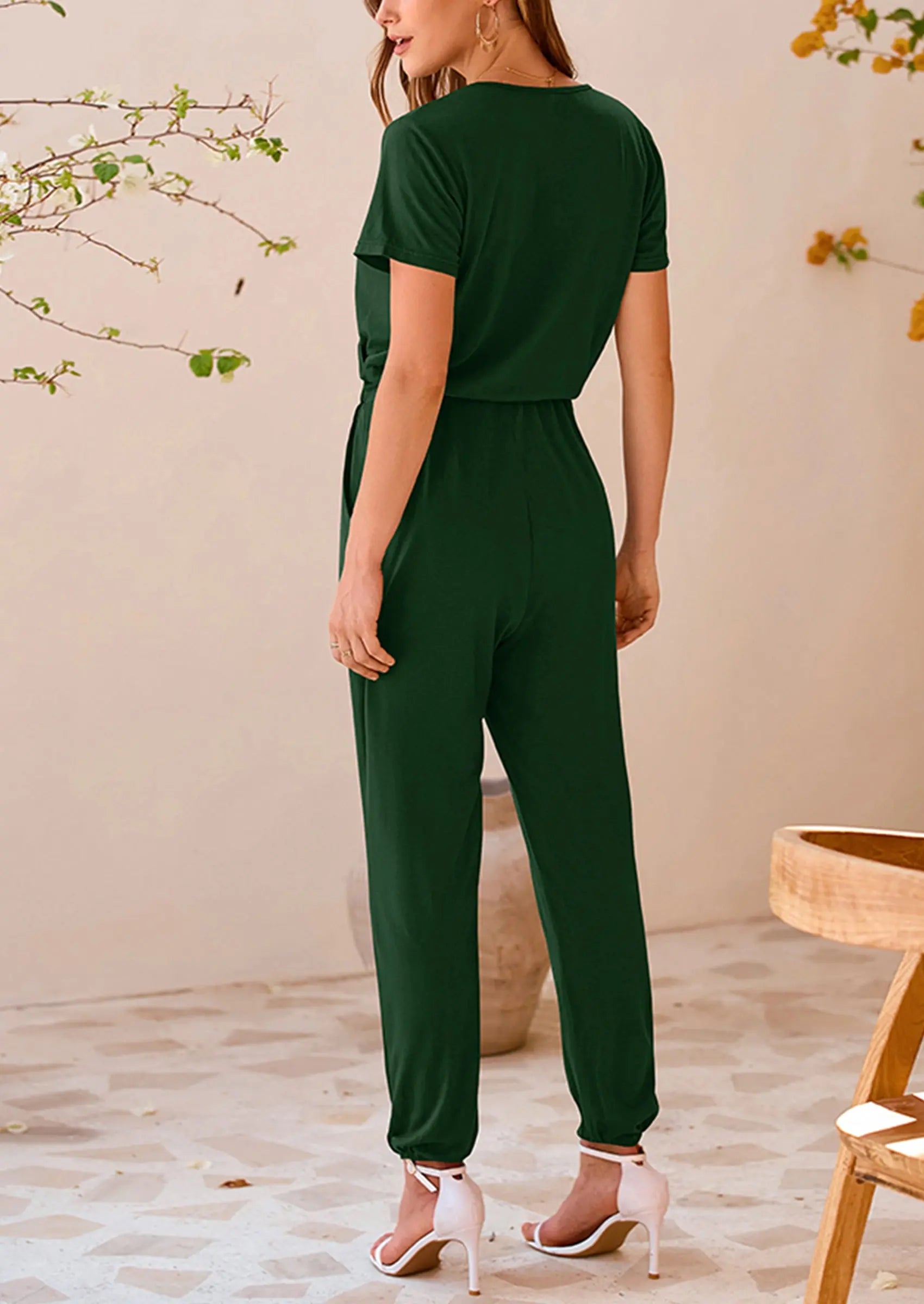 PRETTYGARDEN Jumpsuits for Women Dressy Summer Casual Short Sleeve Romper Spring Airport Beach Vacation Travel Outfits PRETTYGARDEN