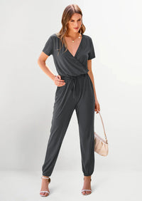 PRETTYGARDEN Jumpsuits for Women Dressy Summer Casual Short Sleeve Romper Spring Airport Beach Vacation Travel Outfits PRETTYGARDEN