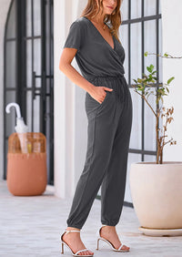 PRETTYGARDEN Jumpsuits for Women Dressy Summer Casual Short Sleeve Romper Spring Airport Beach Vacation Travel Outfits PRETTYGARDEN