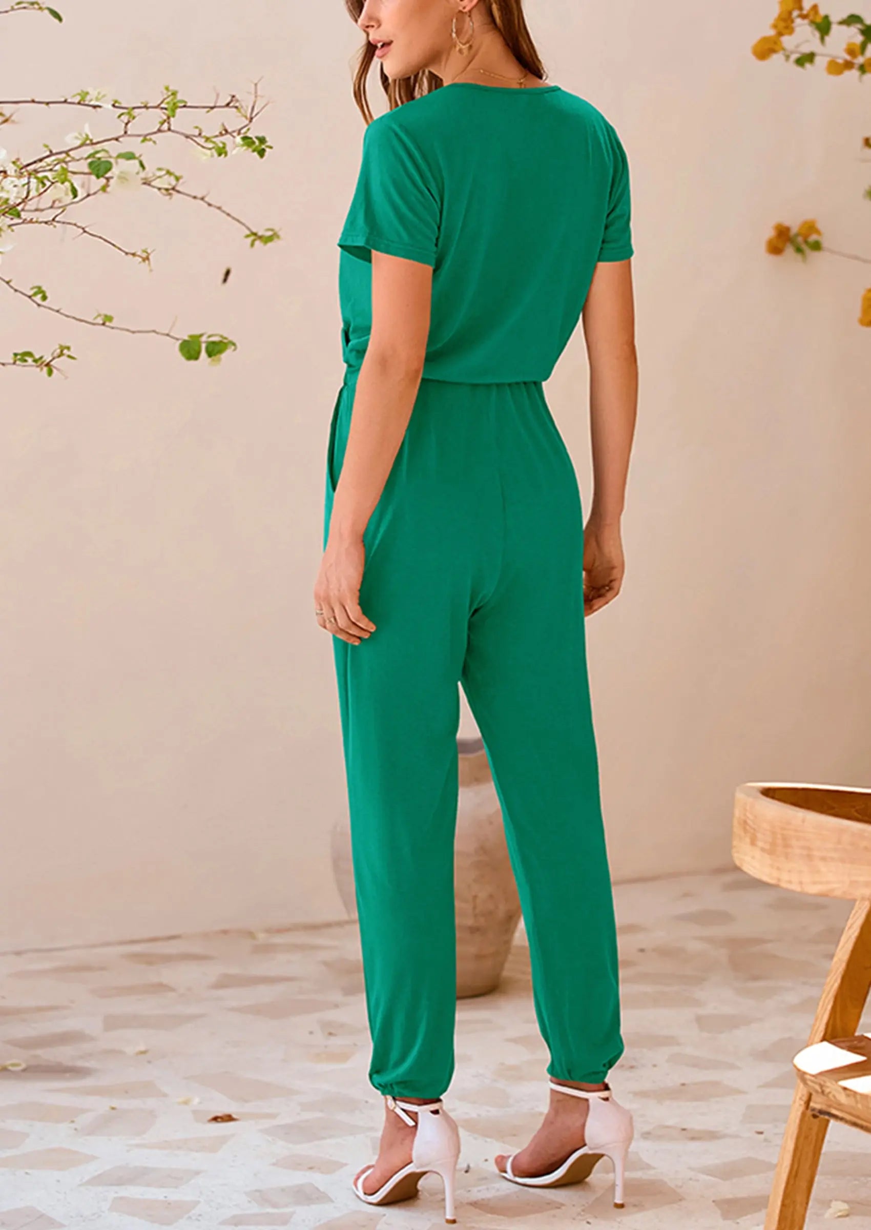 PRETTYGARDEN Jumpsuits for Women Dressy Summer Casual Short Sleeve Romper Spring Airport Beach Vacation Travel Outfits PRETTYGARDEN