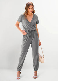 PRETTYGARDEN Jumpsuits for Women Dressy Summer Casual Short Sleeve Romper Spring Airport Beach Vacation Travel Outfits PRETTYGARDEN