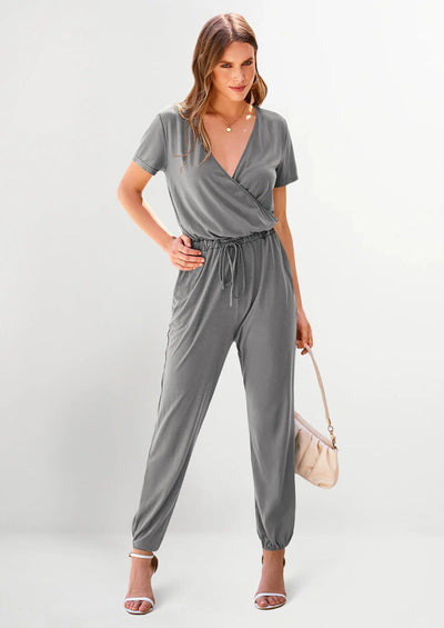 PRETTYGARDEN Jumpsuits for Women Dressy Summer Casual Short Sleeve Romper Spring Airport Beach Vacation Travel Outfits PRETTYGARDEN